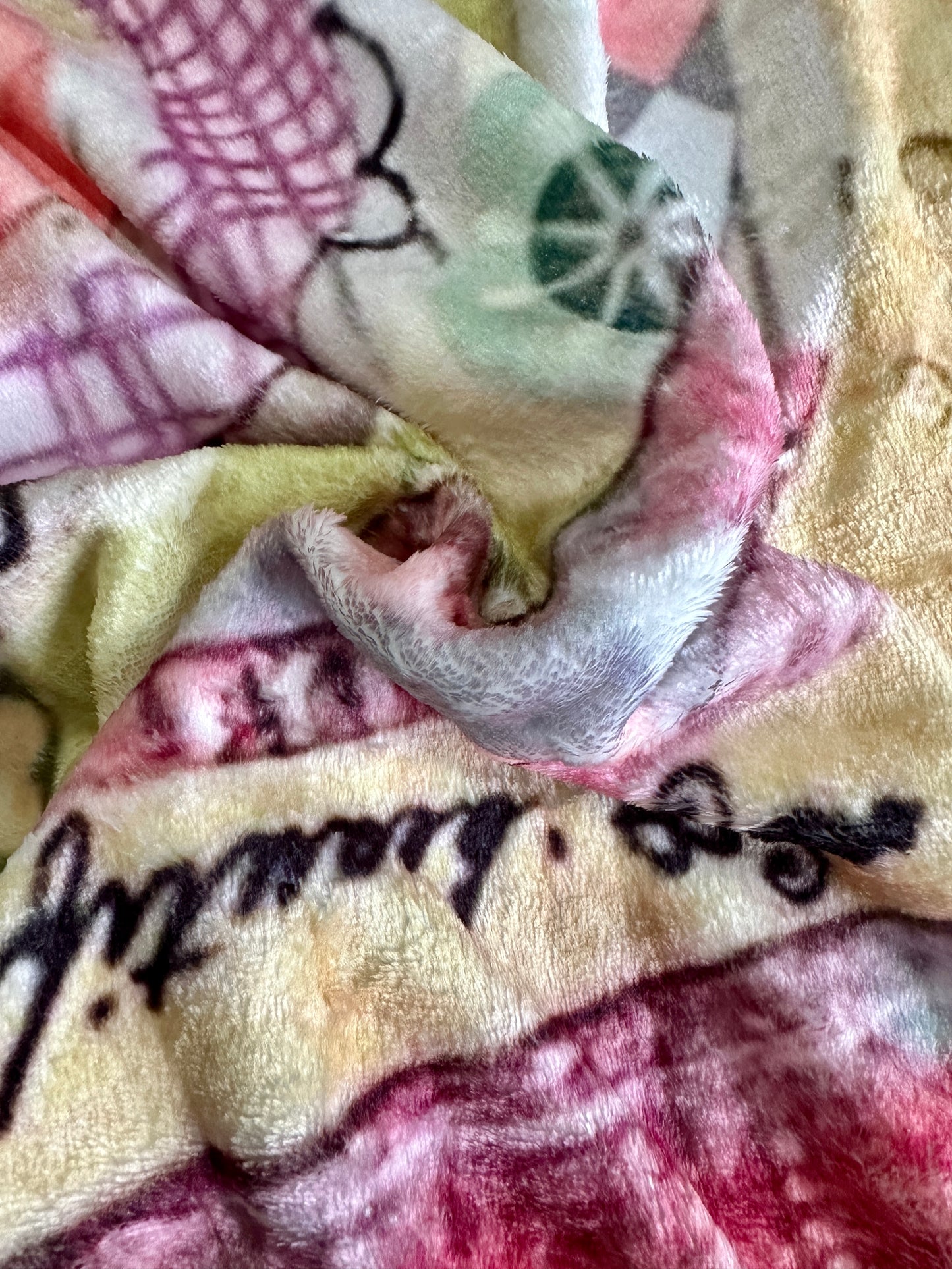 whimsy and me, multi colored, rainbow, butterfly, freedom, letting go, mixed media, choices, forgiveness, original artwork, minki blanket, soft, snuggly, cosy, queen bed