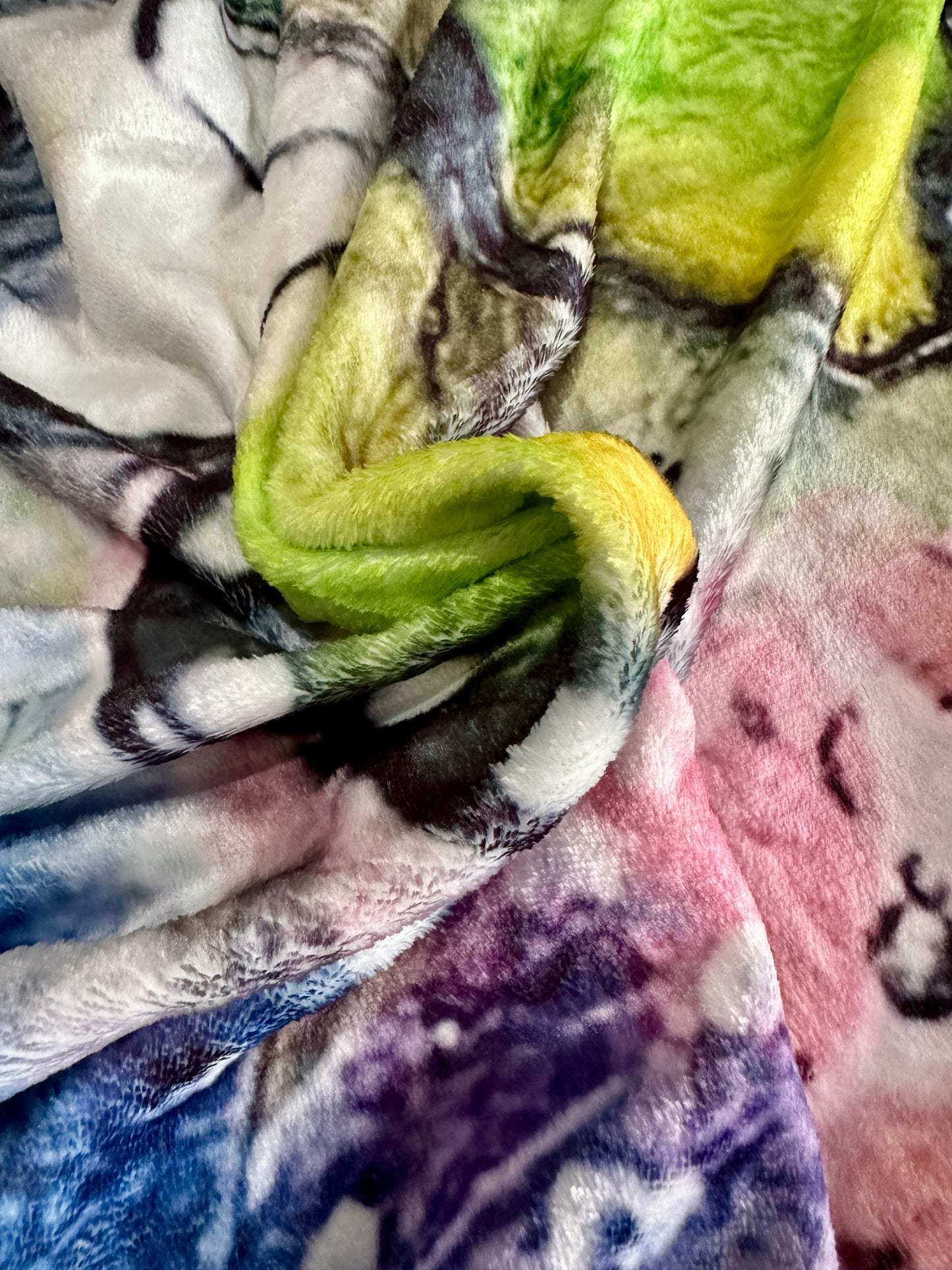 whimsy and me, multi colored, rainbow, butterfly, freedom, letting go, mixed media, choices, forgiveness, original artwork, minki blanket, soft, snuggly, cosy, queen bed