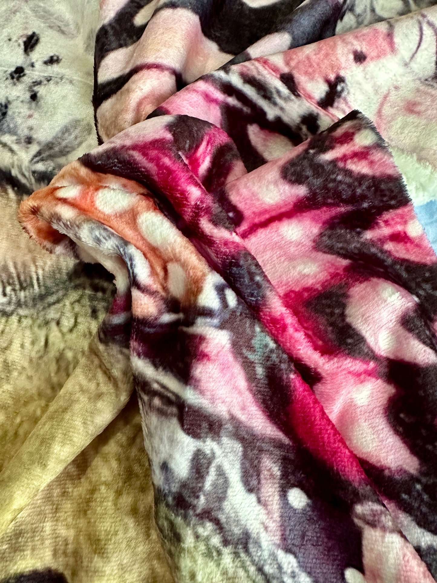 whimsy and me, yellow, mixed media, butterfly girl, brunette, halo, hazel eyes pink butterfly, healer, whimsical girl, minki blanket, soft, cosy, snuggly, queen bed
