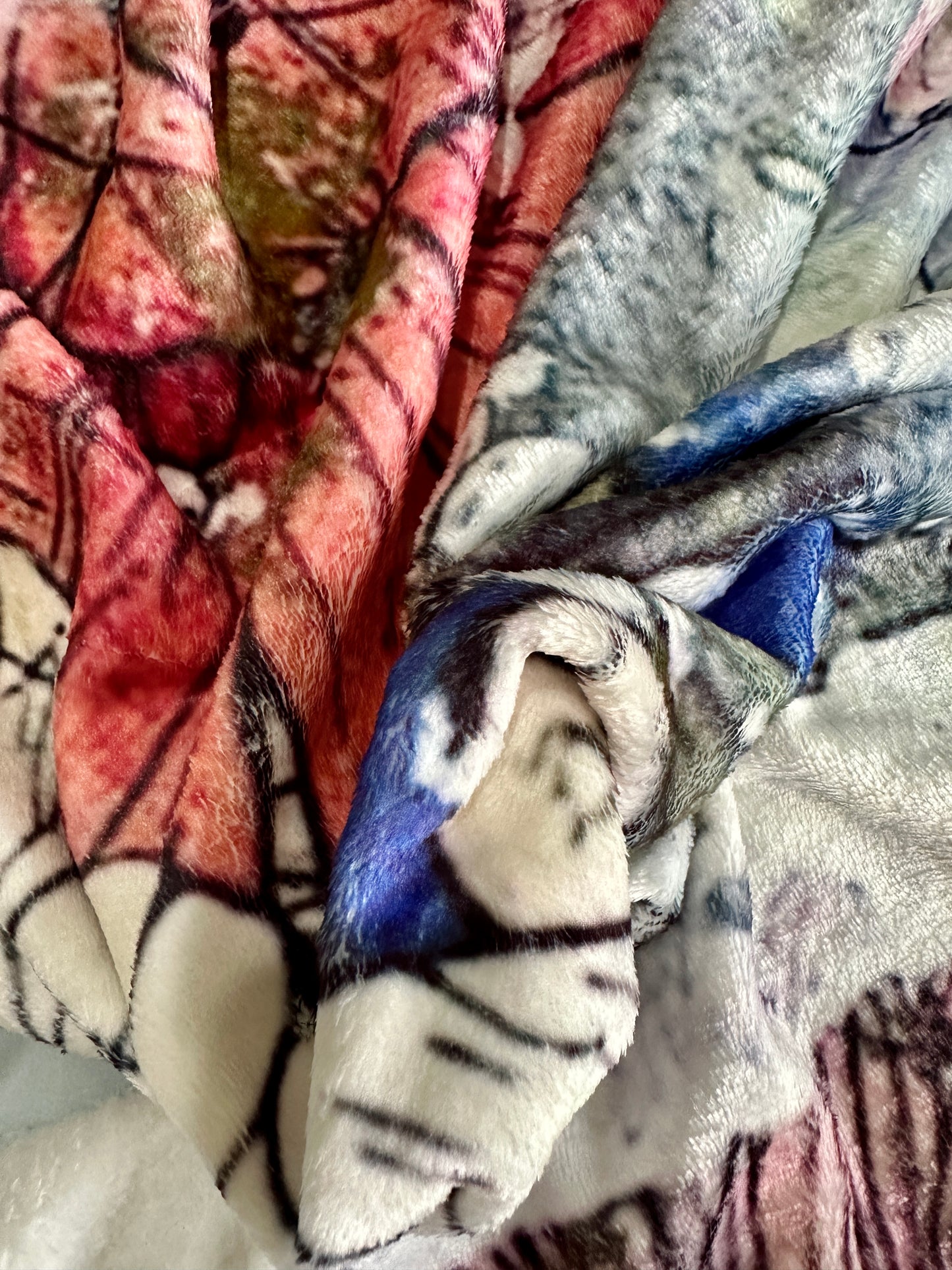 whimsy and me, multi colored, mixed media, girl, brunette, framed, recycled frame, brown eyes, whimsical girl, flowers, blue butterfly wings, gold highlights, mink blanket, soft, cosy, snuggly
