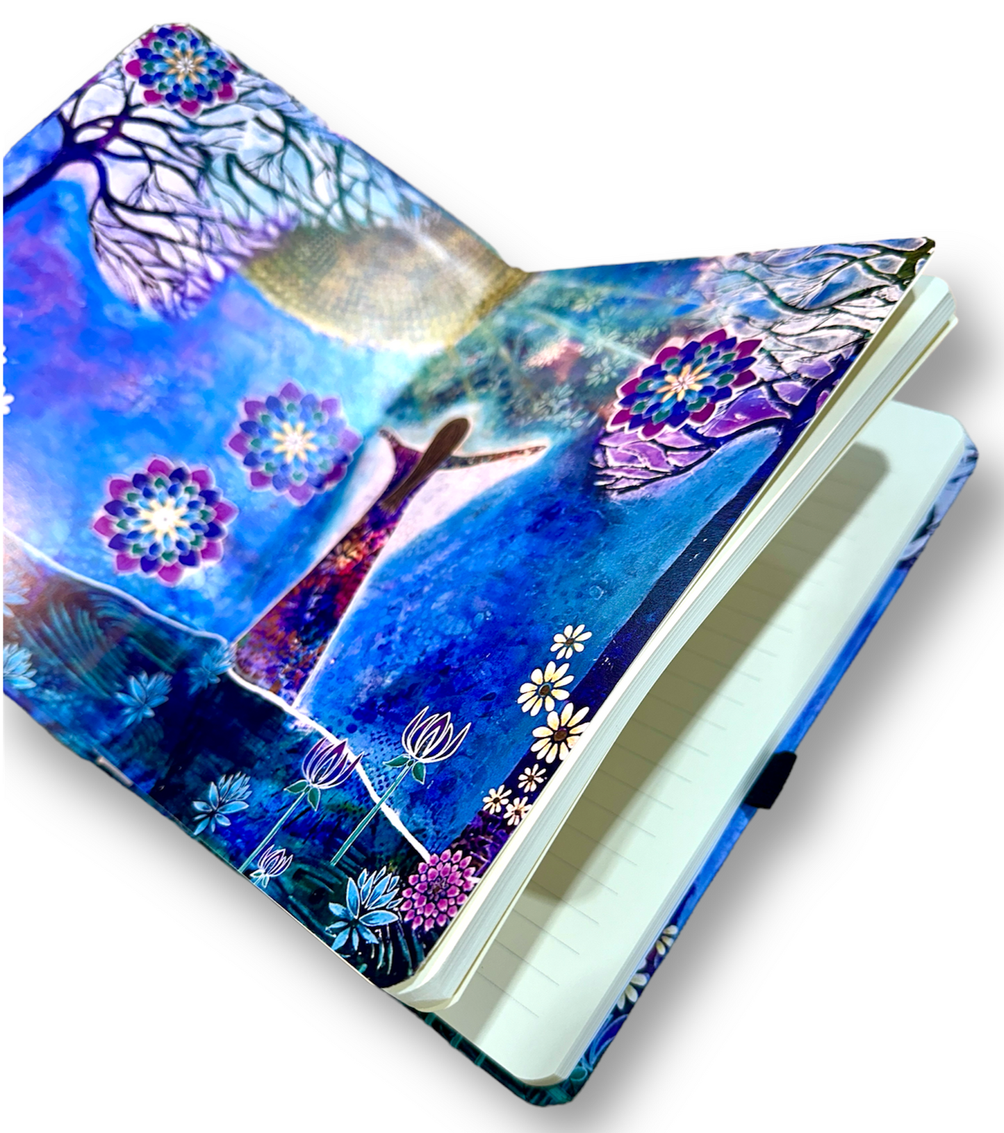 whimsy and me, whimsical girl, intuitive painting, sunshine, bold colors, lotus flowers, water, free girl, purple, turquoise, flowers, forest, trees, art journal, art, creative