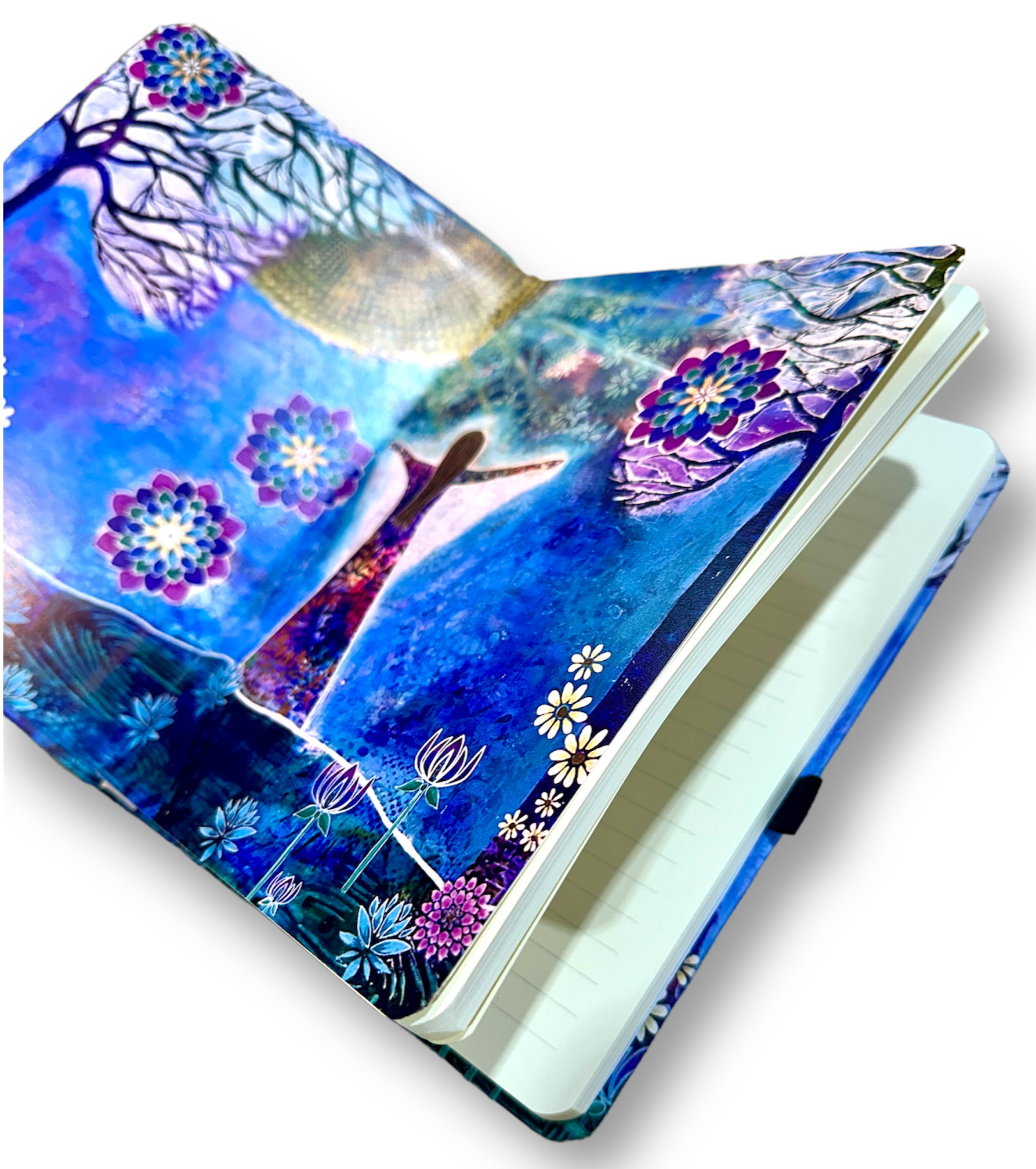 whimsy and me, whimsical girl, intuitive painting, sunshine, bold colors, lotus flowers, water, free girl, purple, turquoise, flowers, forest, trees, art journal, art, creative
