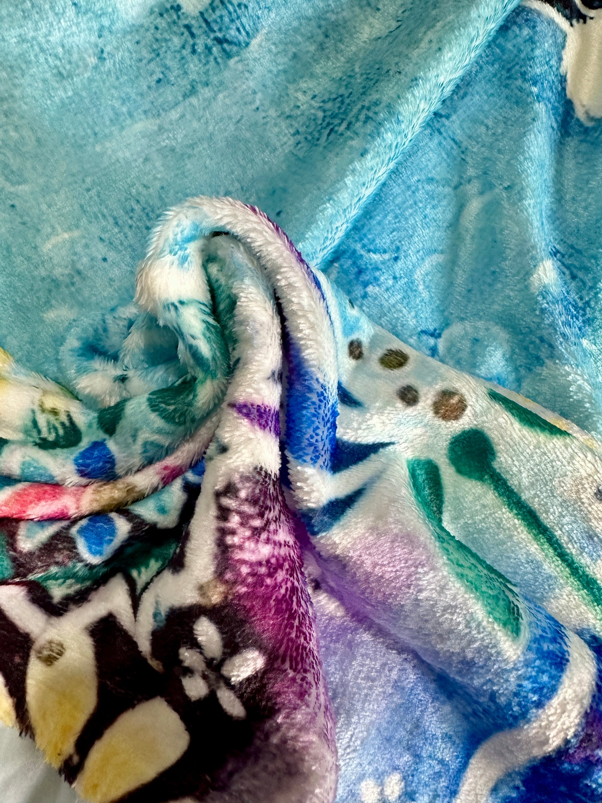 whimsy and me, whimsical horse, intuitive painting, creek, bold colors, lotus flowers, water, free, purple, turquoise, flowers, forest, trees, minki blanket, soft, cosy, snuggly, creative